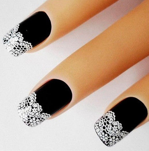 Nail Sticker With White Flower
